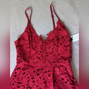 ASTR Red Lace Midi Dress